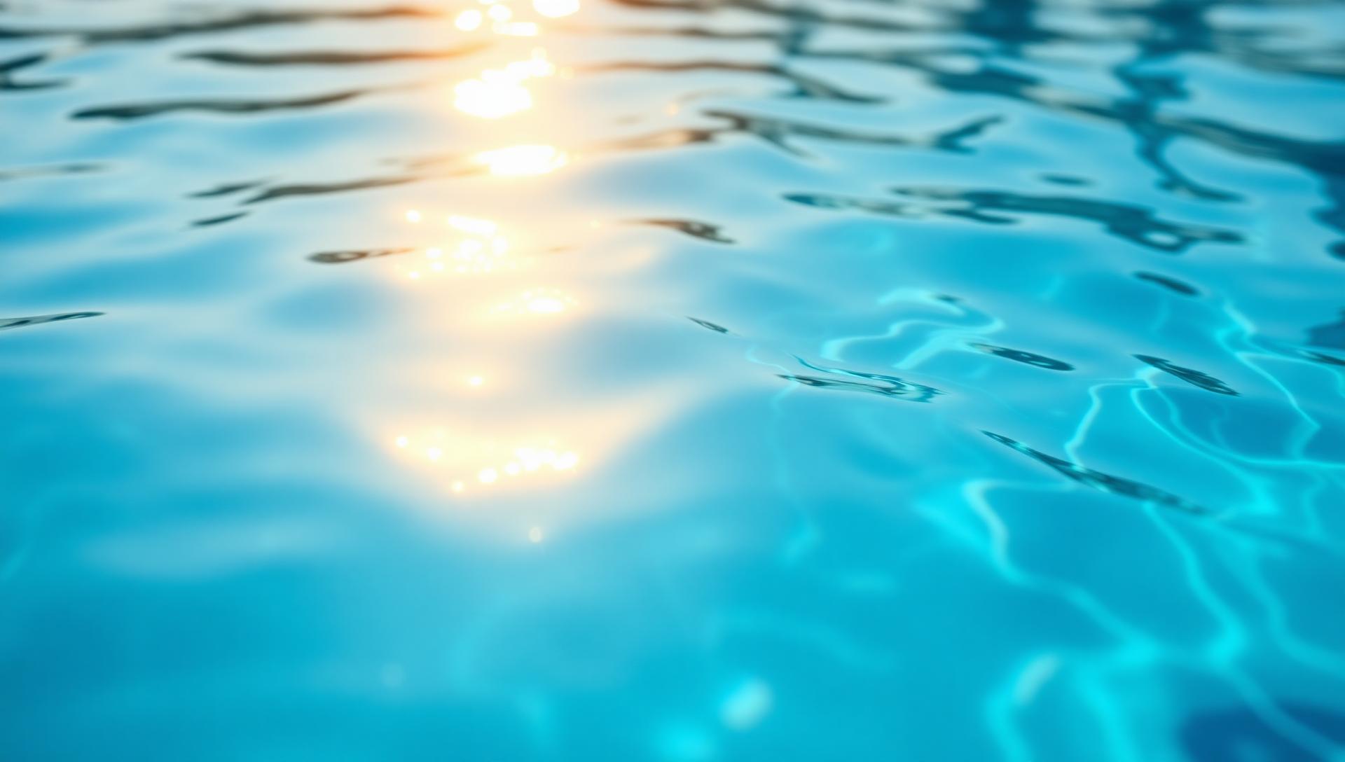 Crystal-clear pool water reflecting warm California light